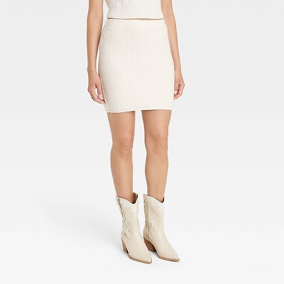

Женская мини-юбка-свитер — универсальная нить кремового цвета, Cream