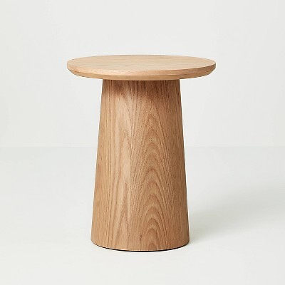 Round Wood Pedestal Accent Table Natural - Hearth & Hand