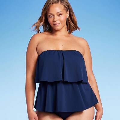 

Женский многоуровневый топ-бандо танкини - Kona Sol Navy Blue