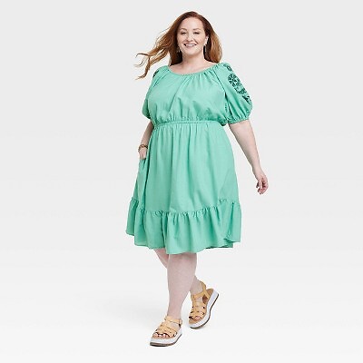 

Женское платье с вышивкой и рукавом 3/4 - Knox Rose Light Green, Зеленый