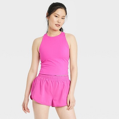 

Женская укороченная майка с бюстгальтером и полкой — All in Motion Vibrant Pink, Розовый