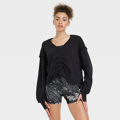 

Женский топ с длинными рукавами и завязками спереди — JoyLab Black XL, Not available