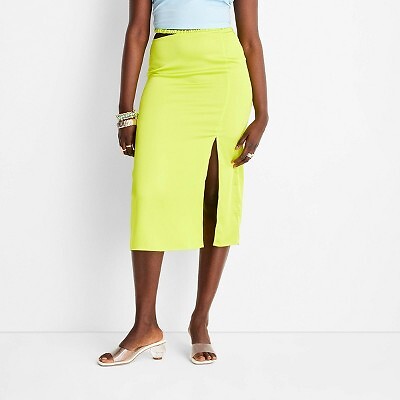 

Женская юбка-миди с боковыми вырезами - Future Collective with Alani Noelle Lemon, Желтый