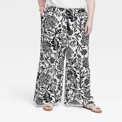 

Женские широкие брюки свободного кроя — Knox Rose Heather Black Floral, Черный