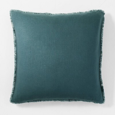 Euro Heavyweight Linen Blend Comforter Sham Dark Teal Blue - Casaluna