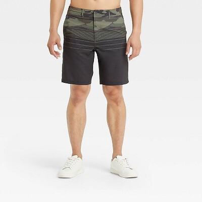 

Мужские 9-дюймовые шорты для плавания с камуфляжным принтом Break up Hybrid — Goodfellow - Co, темно-зеленые, Зеленый