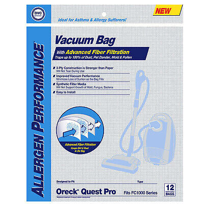 Replacement For Oreck Quest Pro Bags, Compare to OEM #PK12FC1000 (12 Pack)