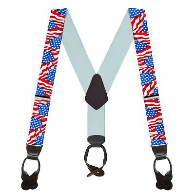 SuspenderStore Old Glory Suspenders - 1.5-Inch Wide Elastic - BUTTON - 3 Sizes