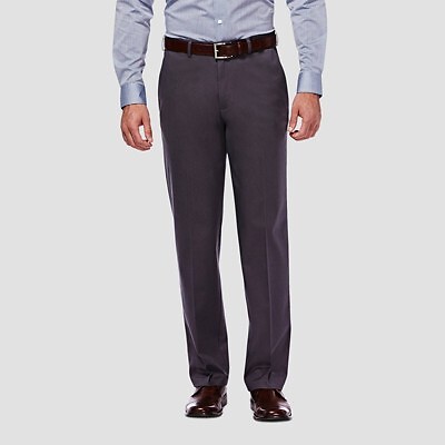 

Haggar Мужские повседневные брюки Premium No Iron Classic Fit Flat Front Flat Front - темно-серые, Серый