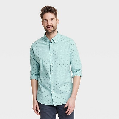 

Мужская рубашка Every Wear с длинным рукавом на пуговицах - Goodfellow - Co Aqua Green, Зеленый