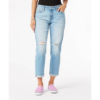 Женские укороченные джинсы-бойфренды DENIZEN from Levis со средней посадкой - Blue Fresia