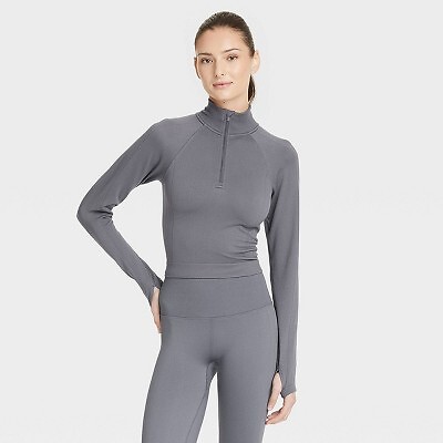 Womens Seamless 1/2 Zip Pullover Jacket - All In Motion Gray M