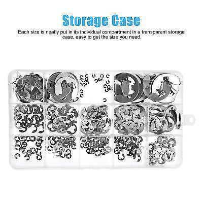 Stainless Steel E-Clip Circlip Kit 380Pcs Retaining Assortment Set Sizes