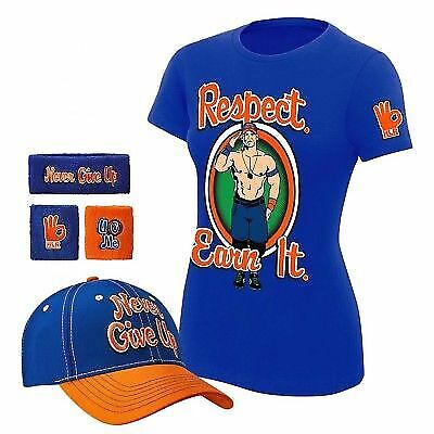John Cena Respect Womens WWE Baseball Hat Headband Wristbands Costume T-shirt