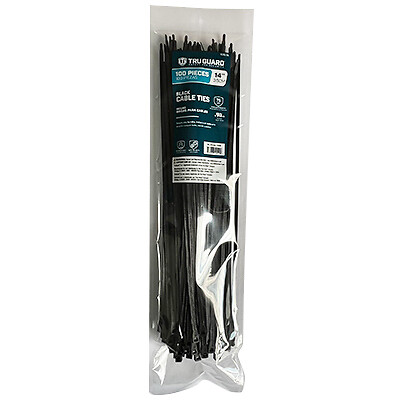 TruGuard NL-5X350-100B Self-Locking Cable Ties, Black, 14 In., 100-Pk. -