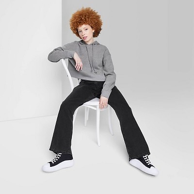 

Женская укороченная толстовка с капюшоном Wild Fable Heather Grey, Серый