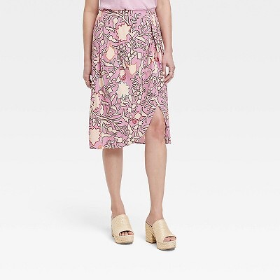 

Юбка трапециевидной формы с запахом для женщин - Knox Rose Pink Floral, Розовый