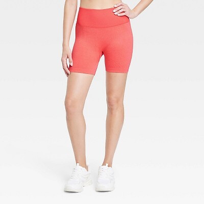 

Женские бесшовные велосипедки в рубчик с высокой посадкой 4 дюйма - JoyLab Cherry Pink, Розовый