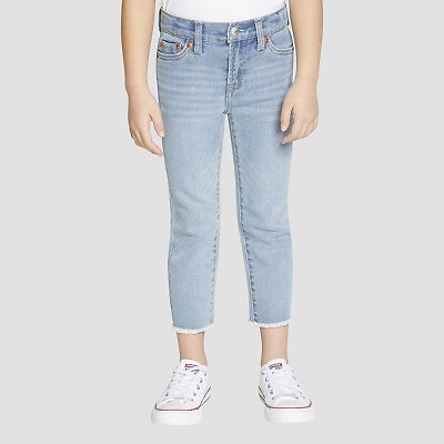 

Прямые джинсы до щиколотки с высокой посадкой для девочек Levis — синий деним 12, Not available