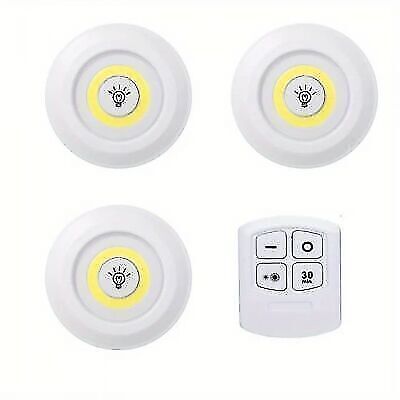 3x LED Wireless Puck Lamps Closet Under Cabinet Lighting With Remote Control