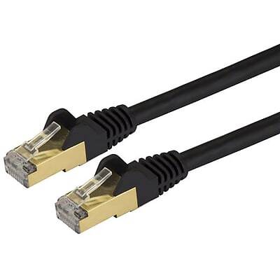 1PC STARTECH.COM C6ASPAT4BK 4 ft Black Cat6a Ethernet Patch Cable - Shielded (S