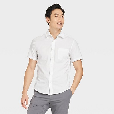 

Мужская рубашка с коротким рукавом на пуговицах - Goodfellow - Co White L, Not available