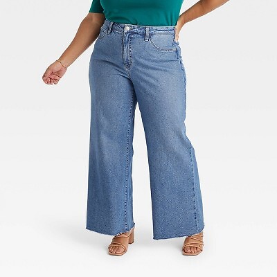 

Женские широкие джинсы с высокой посадкой — Ava - Viv Blue Denim, Синий