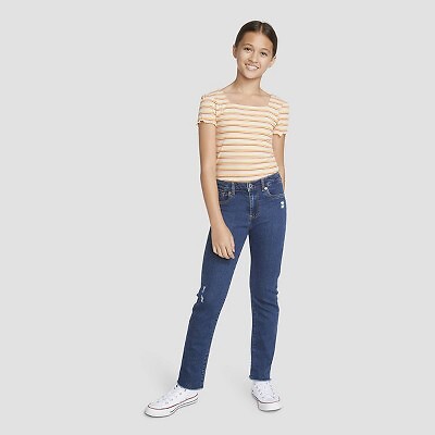 

Прямые джинсы Levis для девочек с высокой посадкой, тёмный цвет, Dark wash