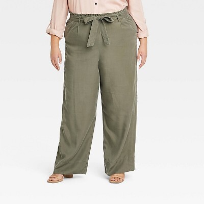 

Женские широкие брюки больших размеров с высокой посадкой - Knox Rose Olive Green