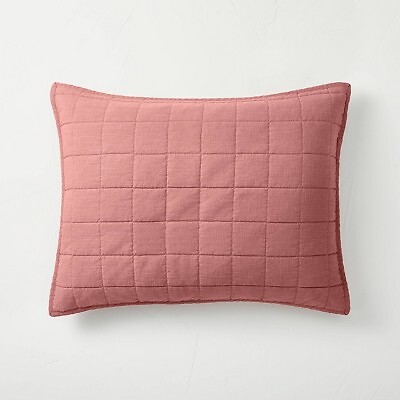 King Heavyweight Linen Blend Quilt Pillow Sham Rose - Casaluna