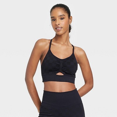 

Женский жаккардовый бесшовный удлиненный бюстгальтер - JoyLab Black L, Not available