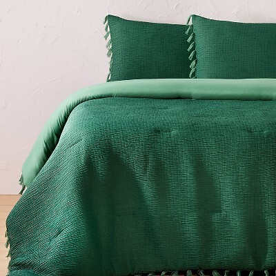 Full/Queen Comforter and Sham Set Dark Teal/Aqua Fringe - Opalhouse designed