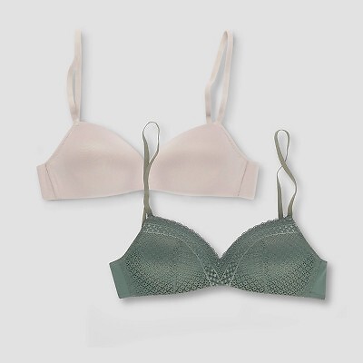 Maidenform Self Expressions Womens 2pk Wireless Bra SE0583 - Глянцевое/Оливковое кружево