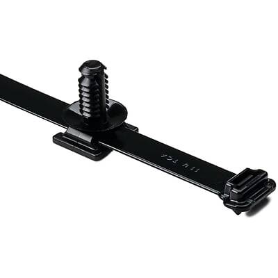 4pc HELLERMANNTYTON 156-00072 Cable Tie & Push Mount Base, 9''L, 120lb, HoleDia.