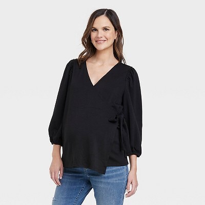 

Топ для беременных с рукавом 3/4 и запахом — Isabel Maternity от Ingrid - Isabel Black, Черный