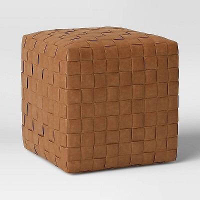 

Wellford Faux Leather Woven Cube Brown - Threshold, Коричневый