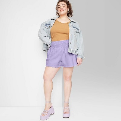 

Женские тканые шорты без застежек с высокой посадкой - Wild Fable Lavender 1X, Not available