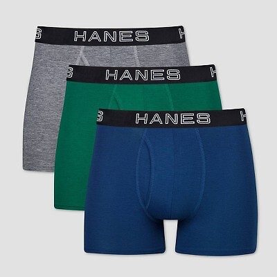 Мужские плавки Hanes Premium (3 шт.) с защитой от натирания и полной поддержкой - синий S