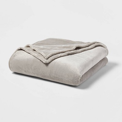 Threshold Microplush Throw Blanket Oversized 92x90, Gray, Full/Queen