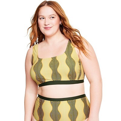 

Женский бикини-топ без косточек с принтом Micro Waves - Fe Noel Muted Lime Green/Dark, Зеленый