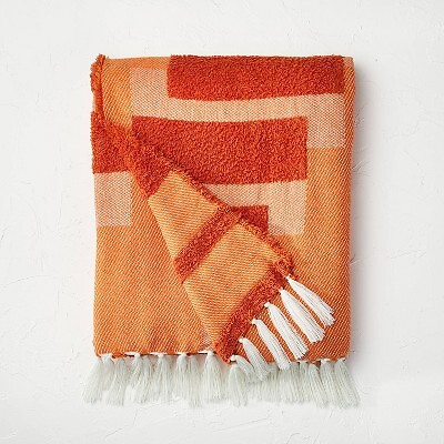 Geometric Patterned Chunky Woven Throw Blanket Rust - Opalhouse designed with