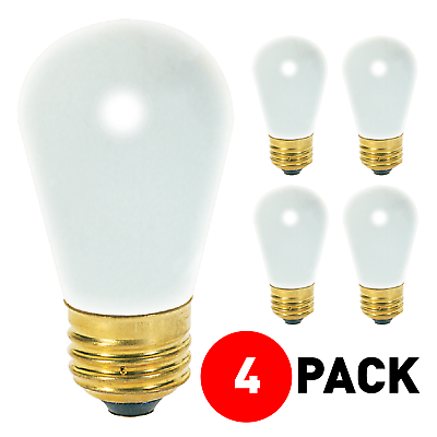 (4 Pack) 11S14/F FROSTED Patio/String Sign Bulb 11 Watt S14 Medium E26 Base