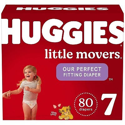 Детские одноразовые подгузники Huggies Little Movers, размер 7, 80 карат