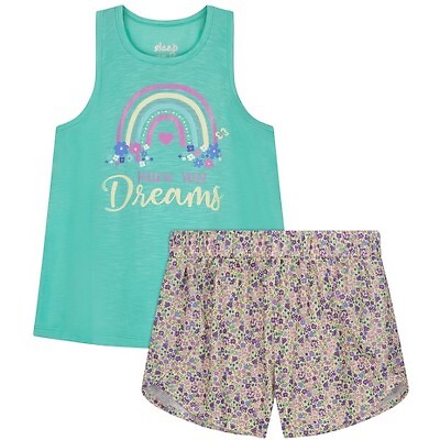 

Sleep On It Girls Follow Your Dreams Rainbow 2-Piece Tank Pajama Shorts Sleep, Aqua
