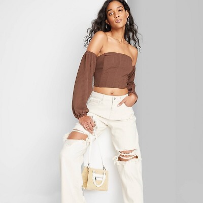 

Женский топ-корсет с длинными рукавами и открытыми плечами - Wild Fable Коричневый