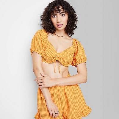 Топ с бюстгальтером для женщин - Wild Fable Orange Gingham XS