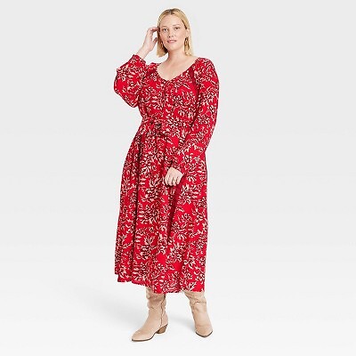 

Женское платье макси с длинными рукавами больших размеров — Knox Rose Red 1X, Not available