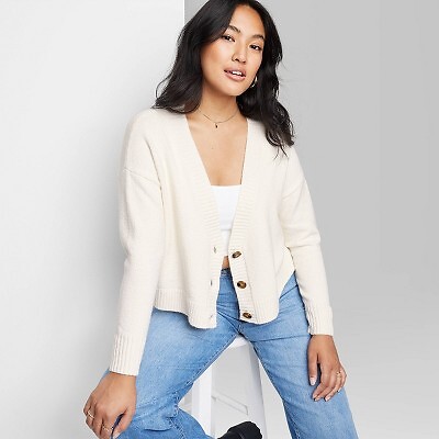 

Женский кардиган с напуском на пуговицах - Wild Fable Off-White, Белый
