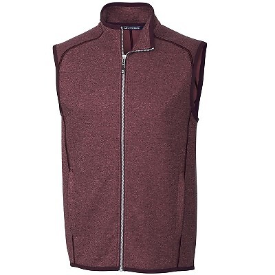 Cutter & Buck Mainsail Sweater-Knit Mens Full Zip Vest - Bordeaux Heather - 3X