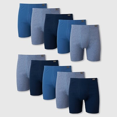 

Мужские влагоотводящие хлопковые боксеры Hanes ComfortSoft с поясом, 10 шт. -, Синий